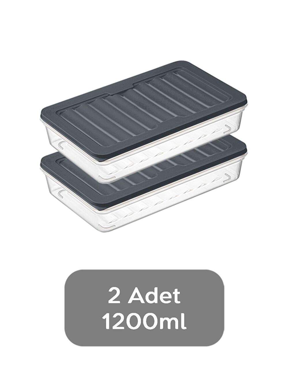 2'li Saklama Kabı Antrasit 2 x 1200 ml-1