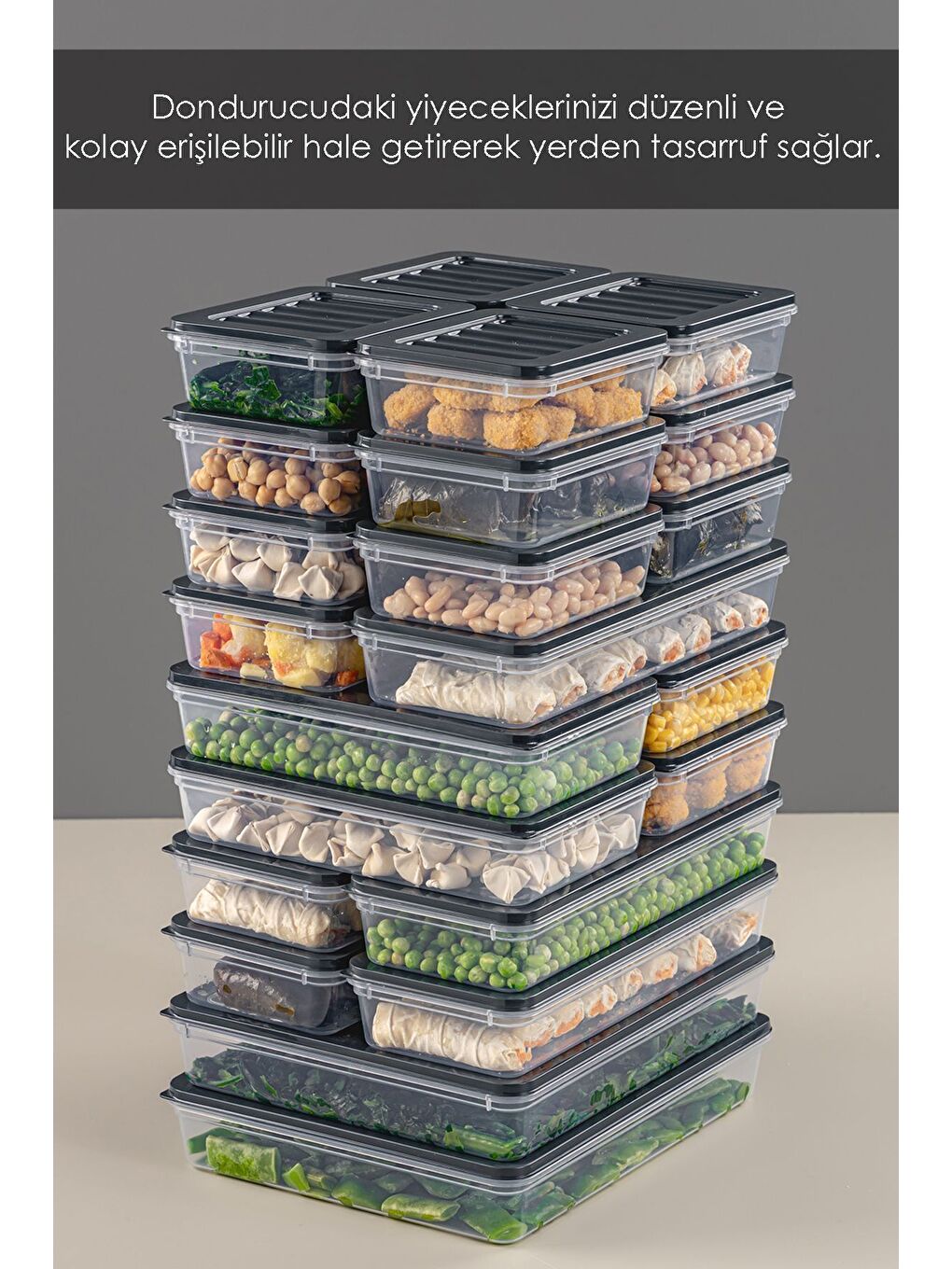 24 Parça Saklama Kabı 2x2400 ml 4x1200 ml 6x1170 ml 12x600 ml Antrasit-4