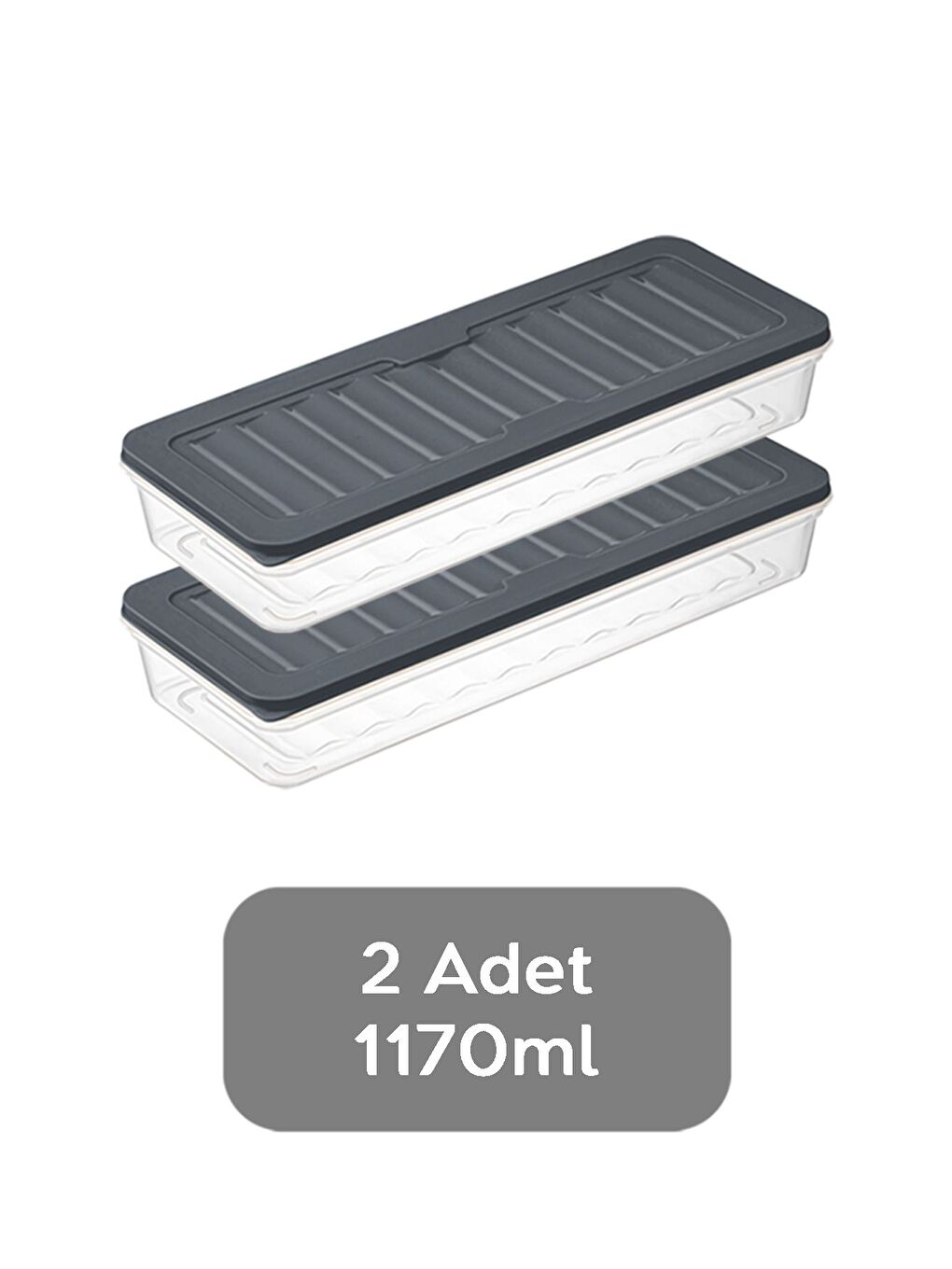 2'li Saklama Kabı Antrasit 2 x 1170 ml-1