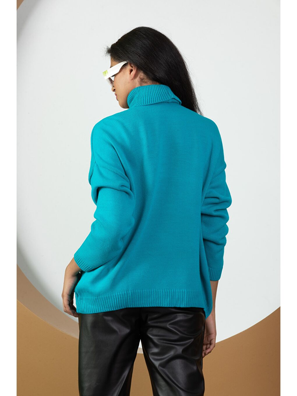 Turkuaz Kadın Balıkçı Yaka Triko  Kazak-3