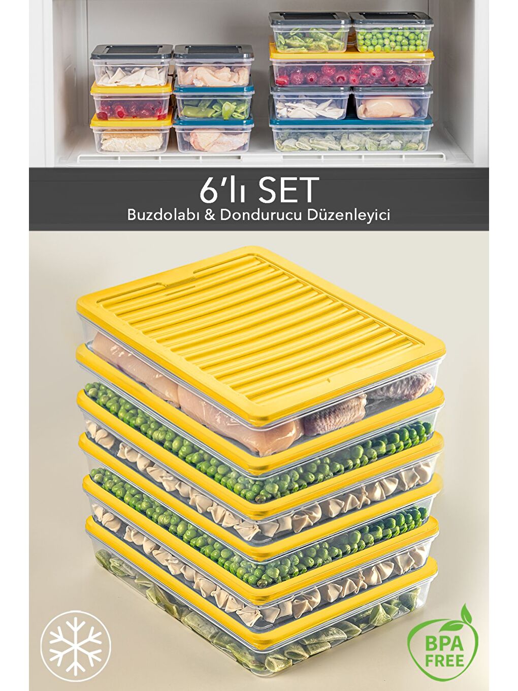 6'lı Saklama Kabı Sarı 6 x 2400 ml