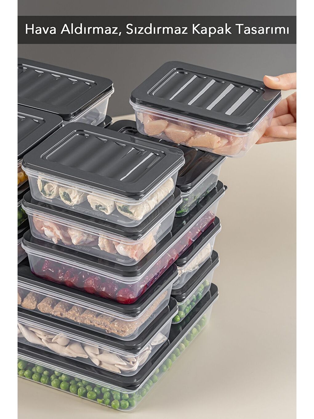 22 Parça Saklama Kabı 2x2400 ml 2x1200 ml 6x1170 ml 12x600 ml Antrasit-3