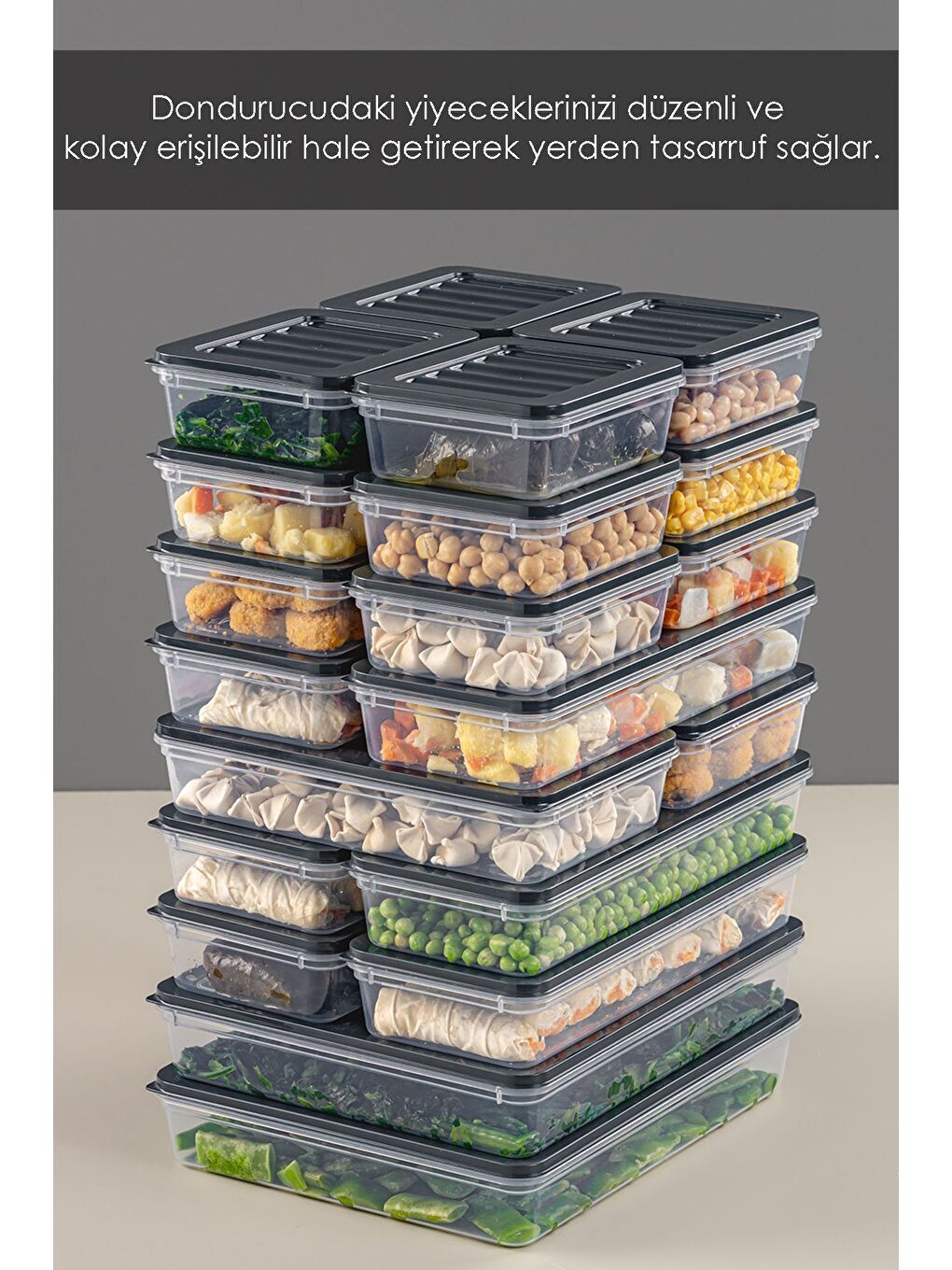 22 Parça Saklama Kabı 2x2400 ml 2x1200 ml 6x1170 ml 12x600 ml Antrasit-4