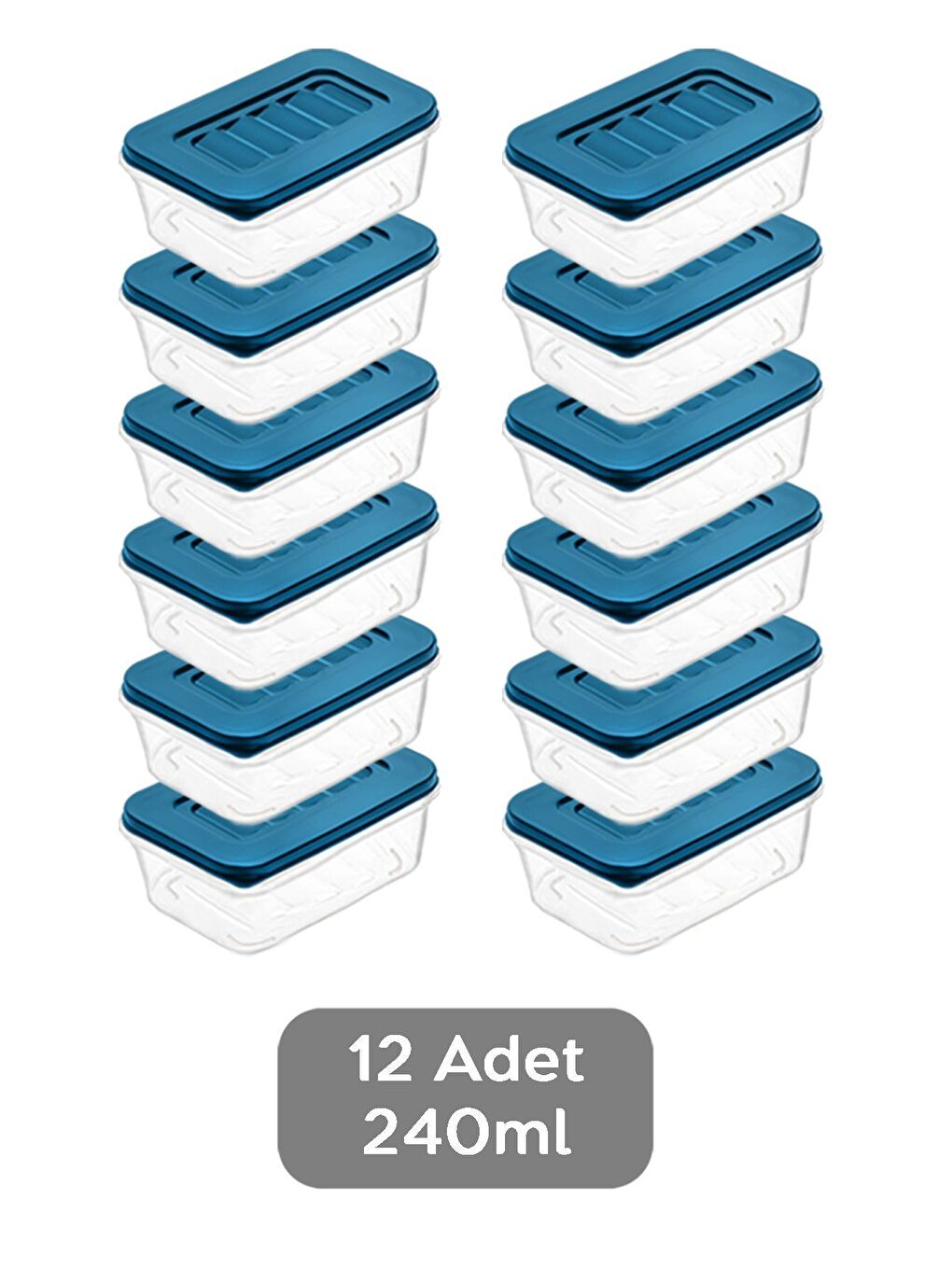 12'li Buzdolabı Düzenleyici Organizer Mikrodalga ve Difrize Uygun Saklama Kabı 12x240 ml Mavi-1