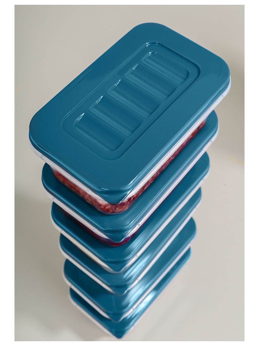 12'li Buzdolabı Düzenleyici Organizer Mikrodalga ve Difrize Uygun Saklama Kabı 12x240 ml Mavi-3