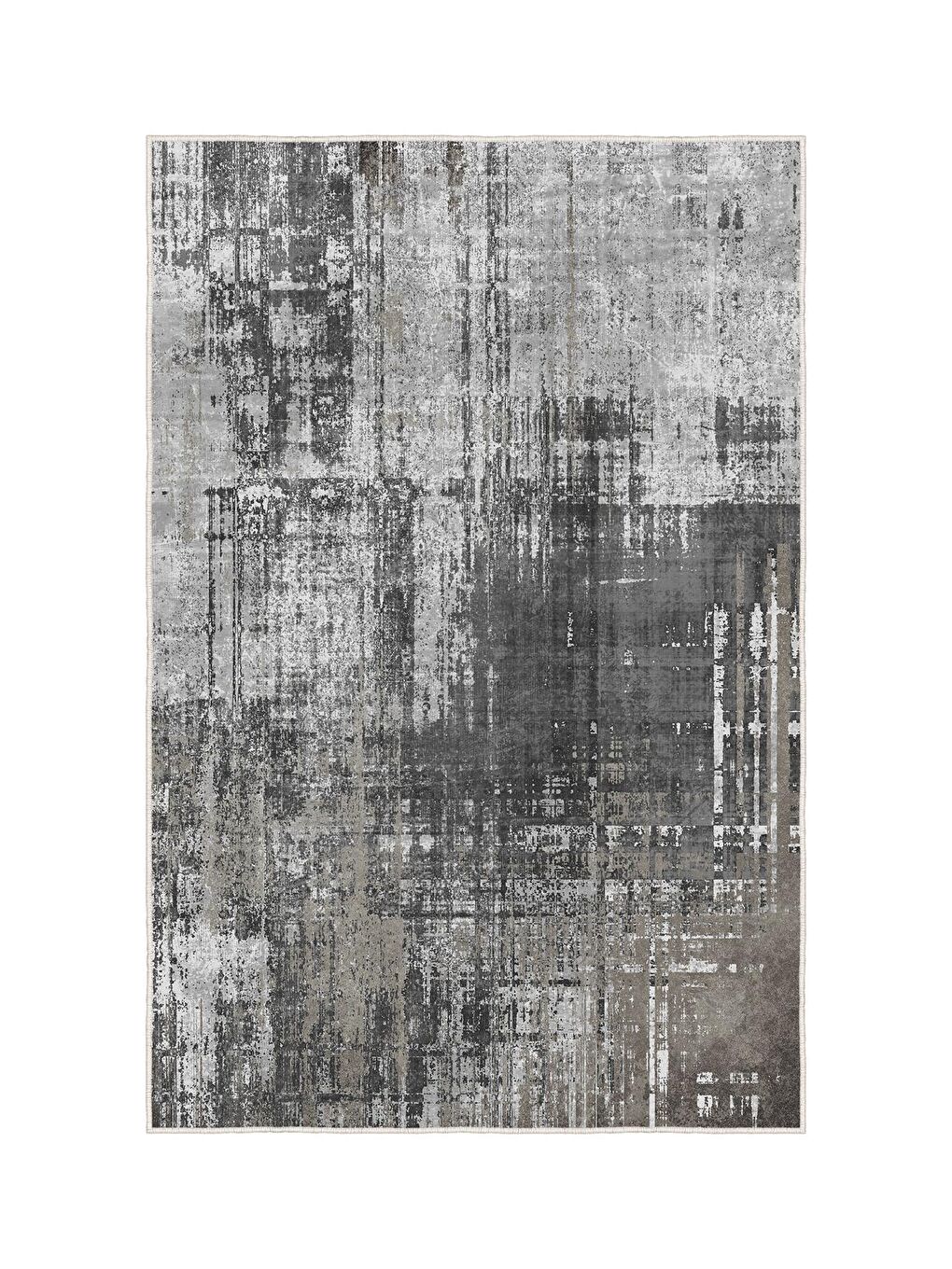 Gri Özel Tasarım, Kaymaz Taban, İnce, Yıkanabilir, Modern Halı WOOKECE1468 160x230-3