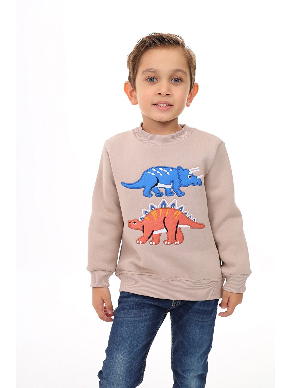 Toontoykids Bej Erkek Çocuk Nakışlı Sweatshirt