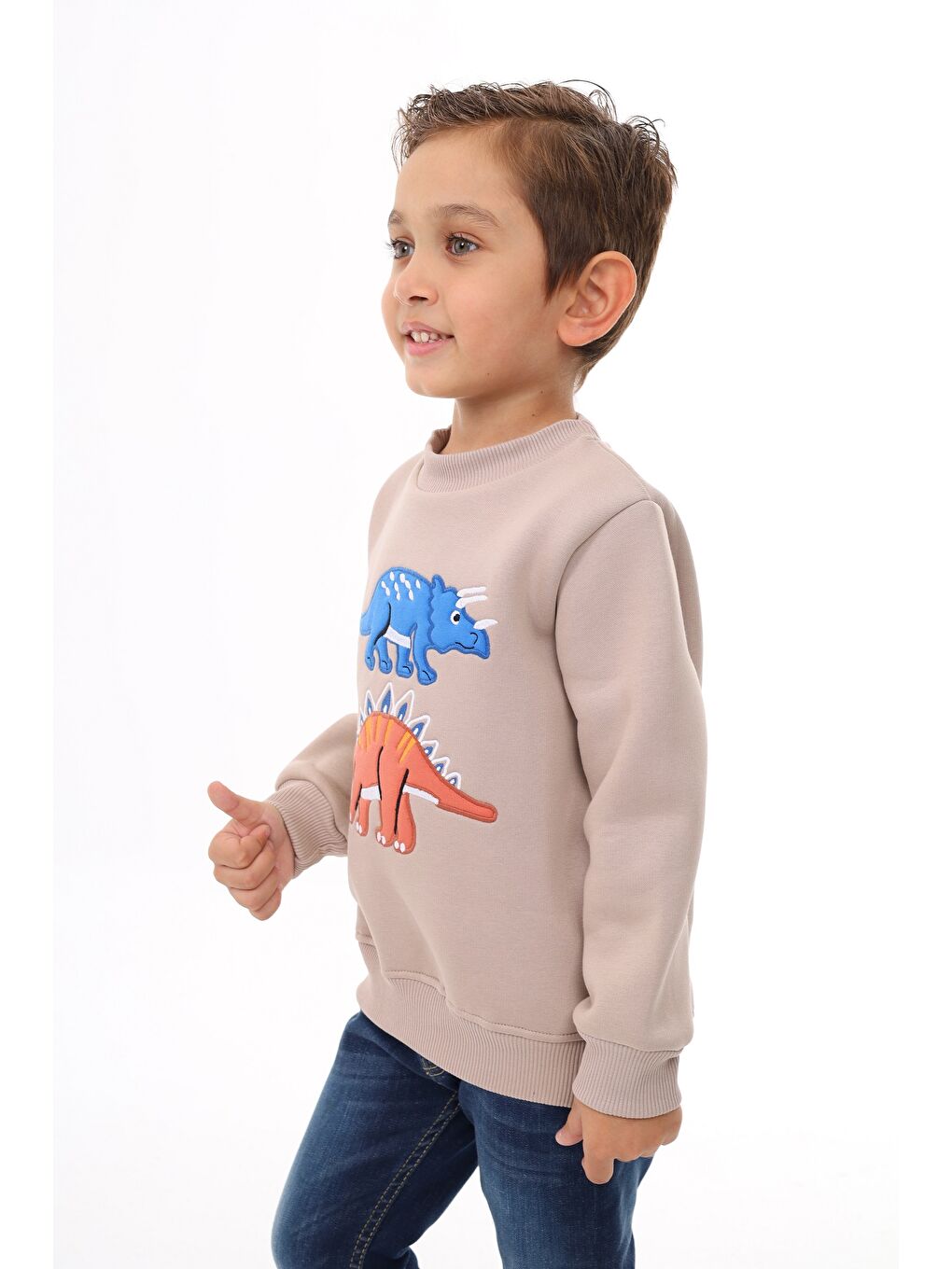 Toontoykids Bej Erkek Çocuk Nakışlı Sweatshirt - 1