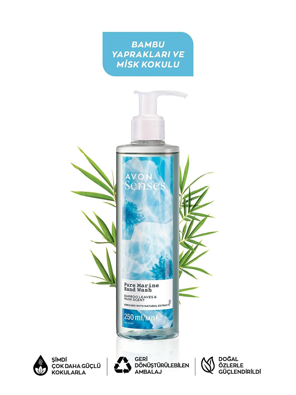 Senses Pure Marine Bambu Yaprağı ve Misk Kokulu Sıvı El Sabunu 250 Ml.-1