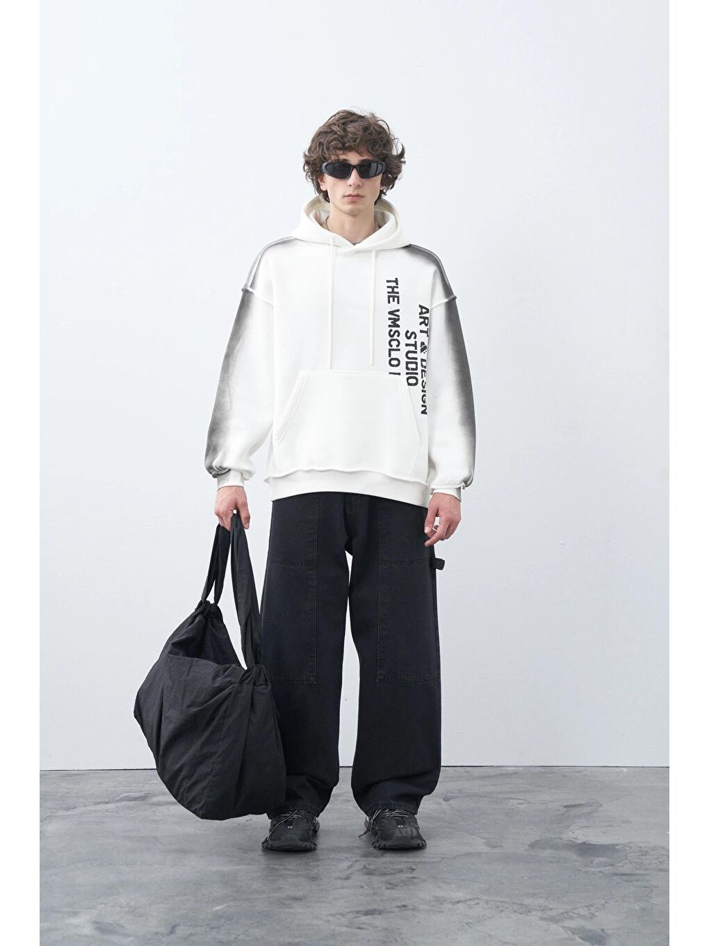 Siyah Washed Oversize Hoodie