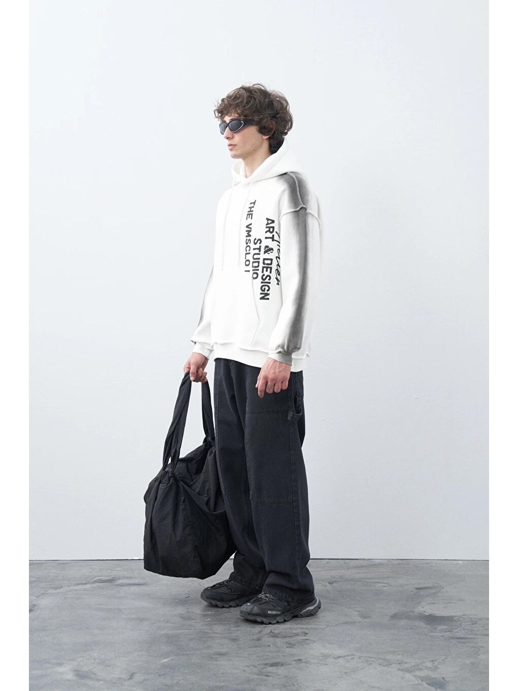 Siyah Washed Oversize Hoodie-1