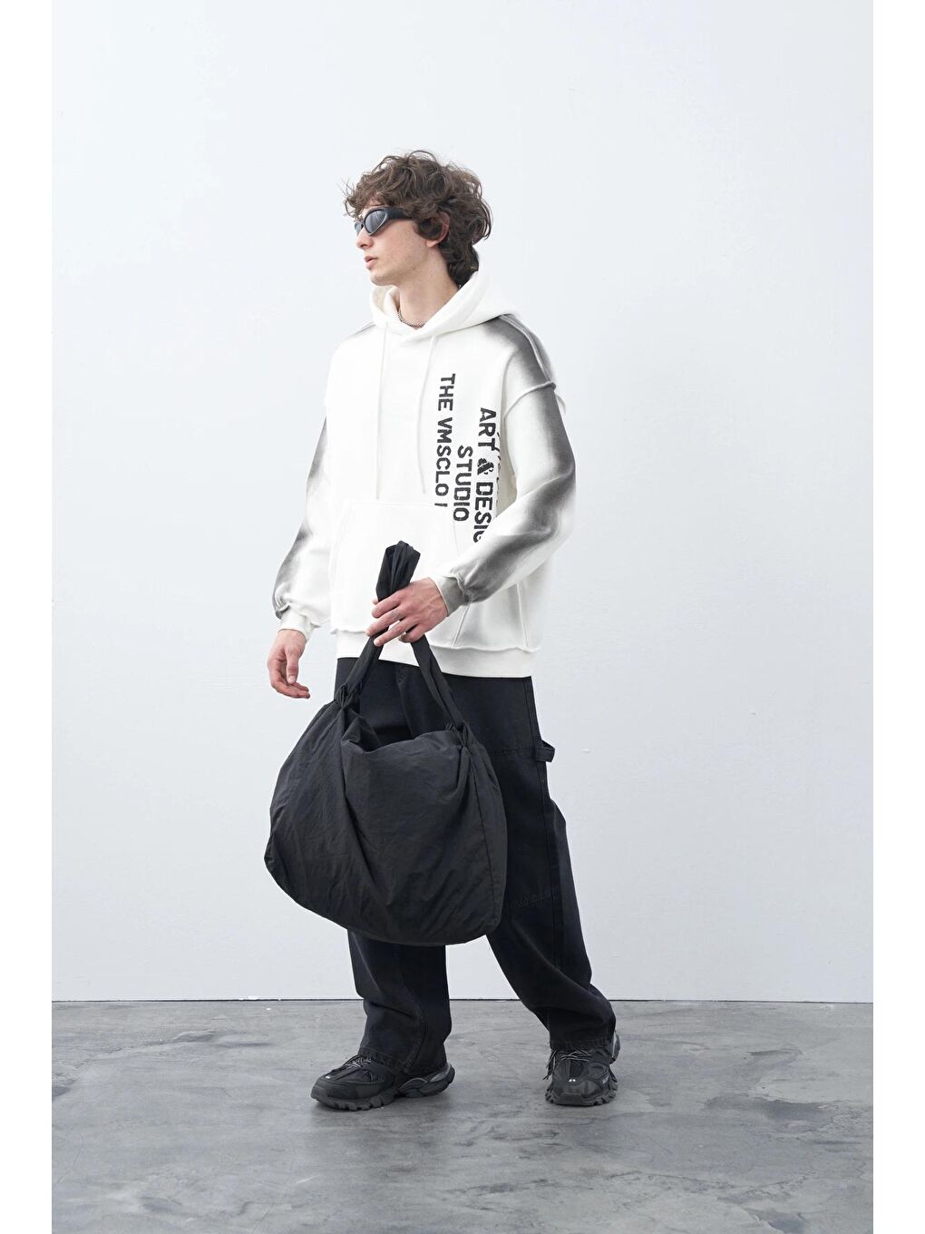 Siyah Washed Oversize Hoodie-3