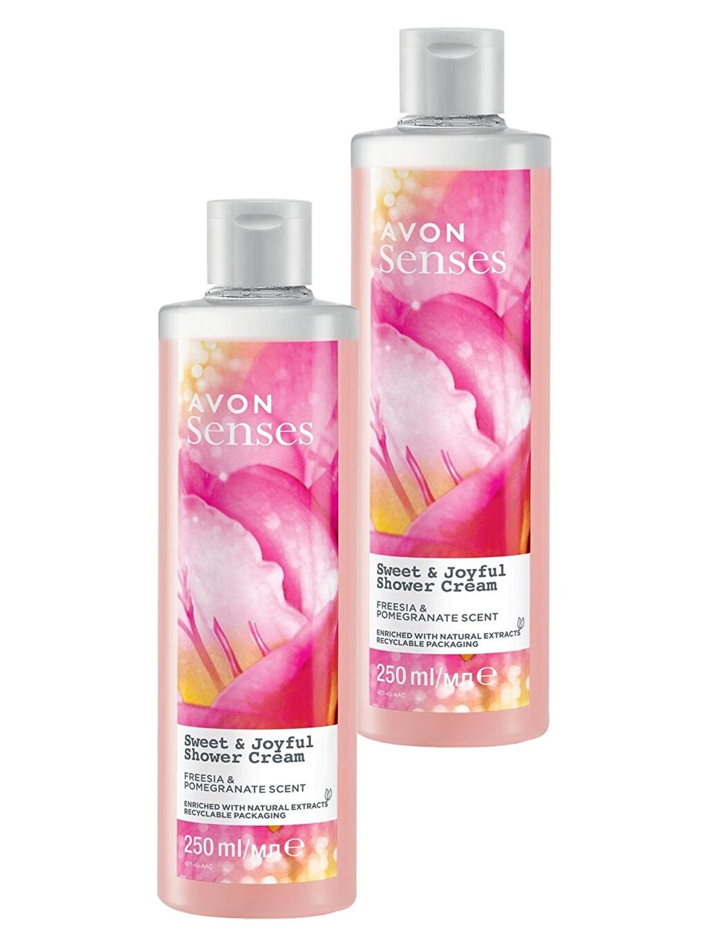 AVON Renksiz Senses Sweat & Joyful Frezya ve Nar Kokulu Krem Duş Jeli 250 Ml. İkili Set