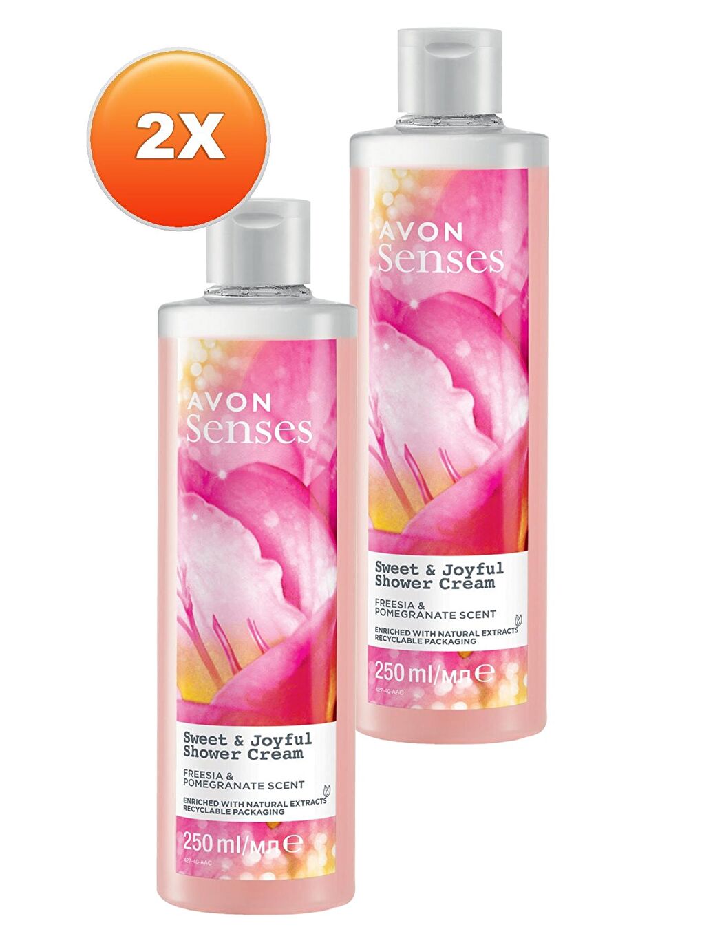 AVON Renksiz Senses Sweat & Joyful Frezya ve Nar Kokulu Krem Duş Jeli 250 Ml. İkili Set - 1