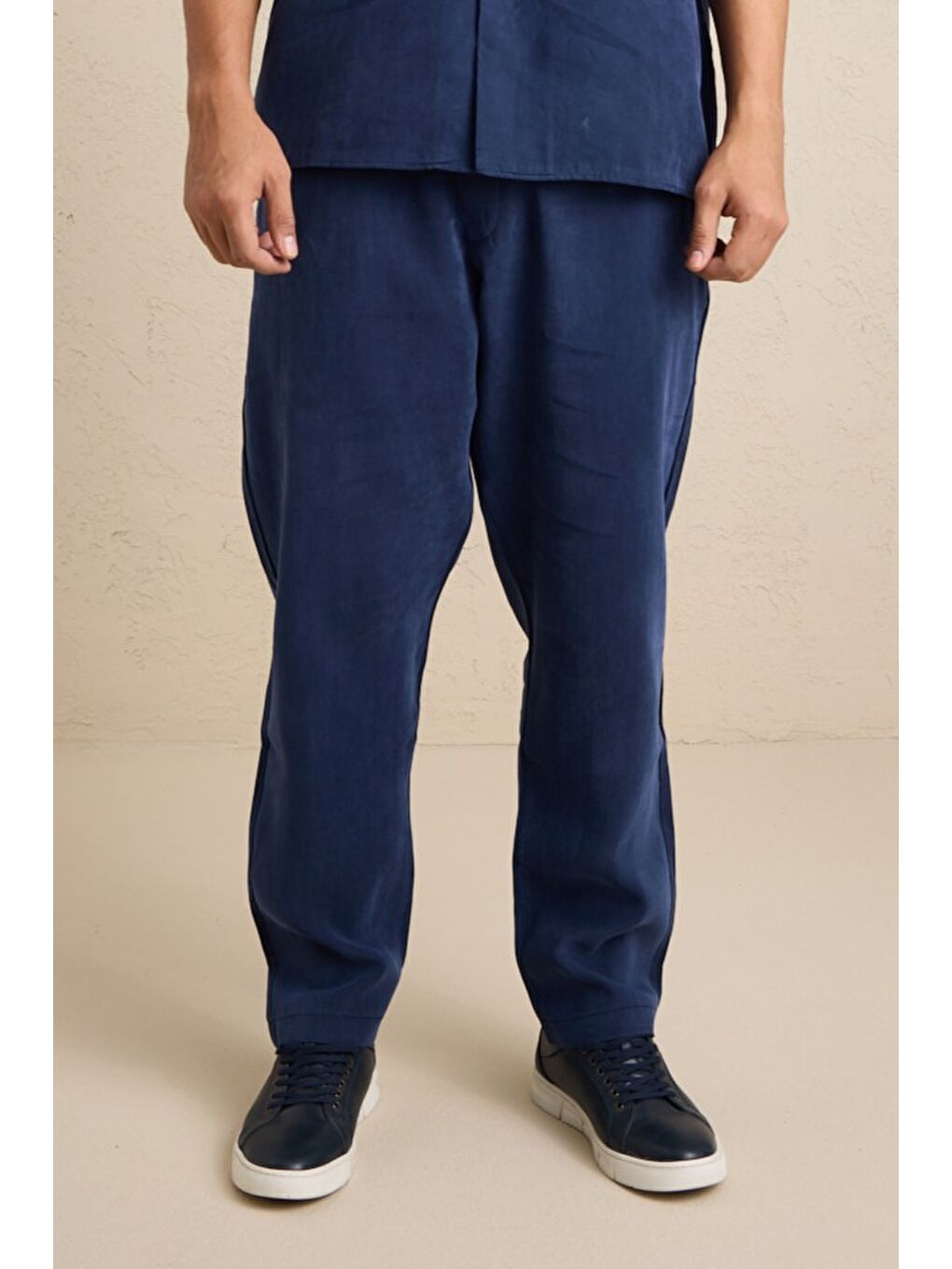 Erkek Modal Kumaş Pantolon Gömlek Takım Mavi-1