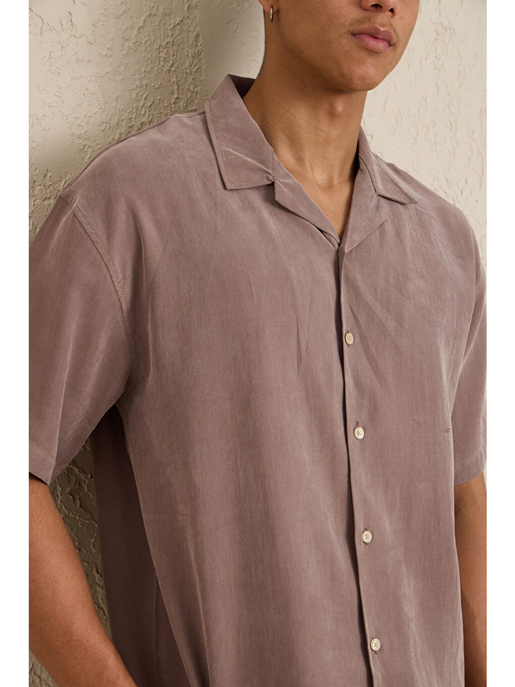 Bej Erkek Modal Kumaş Pantolon Gömlek Takım Vizon-7