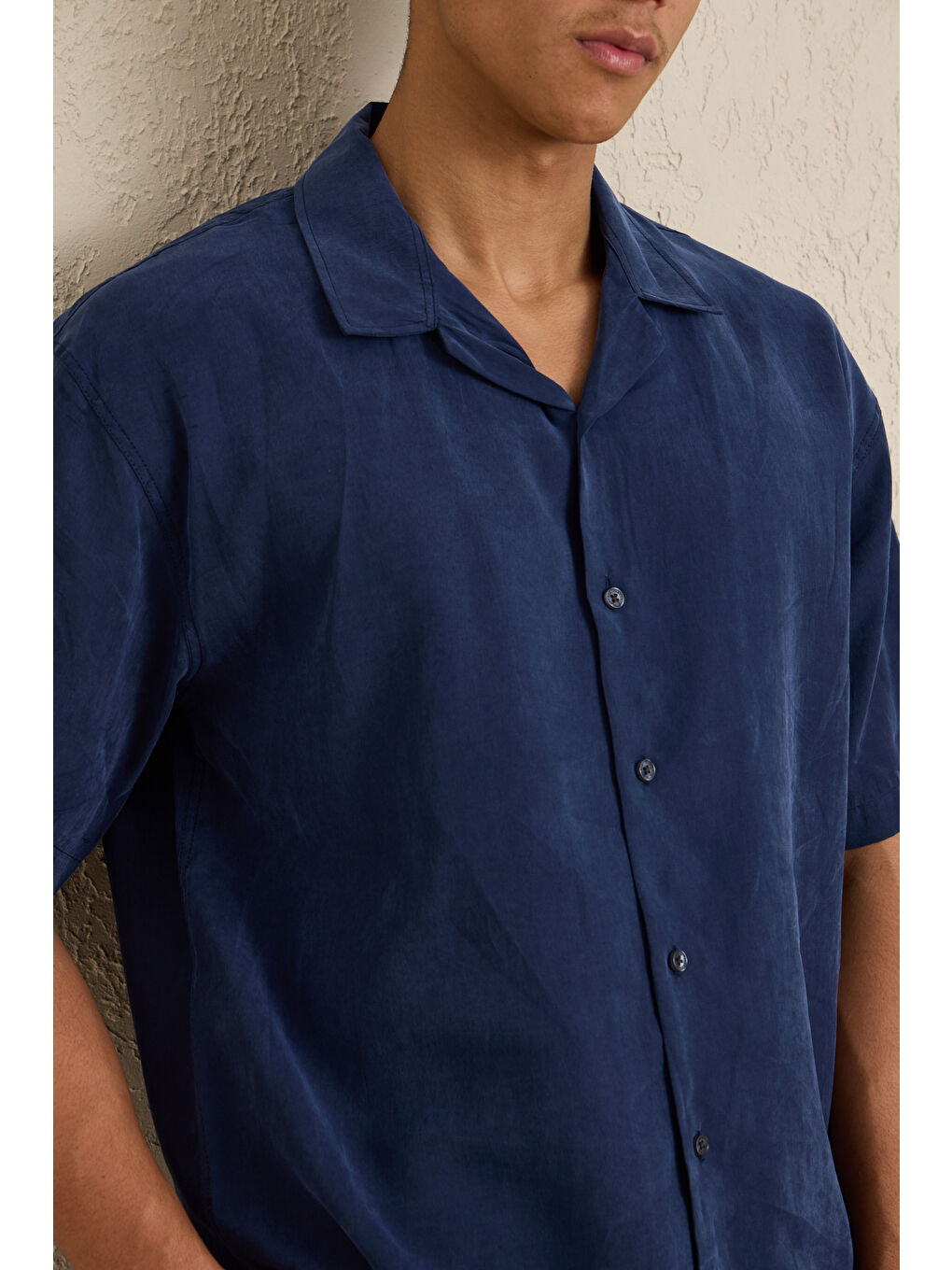 Erkek Modal Kumaş Pantolon Gömlek Takım Mavi-6