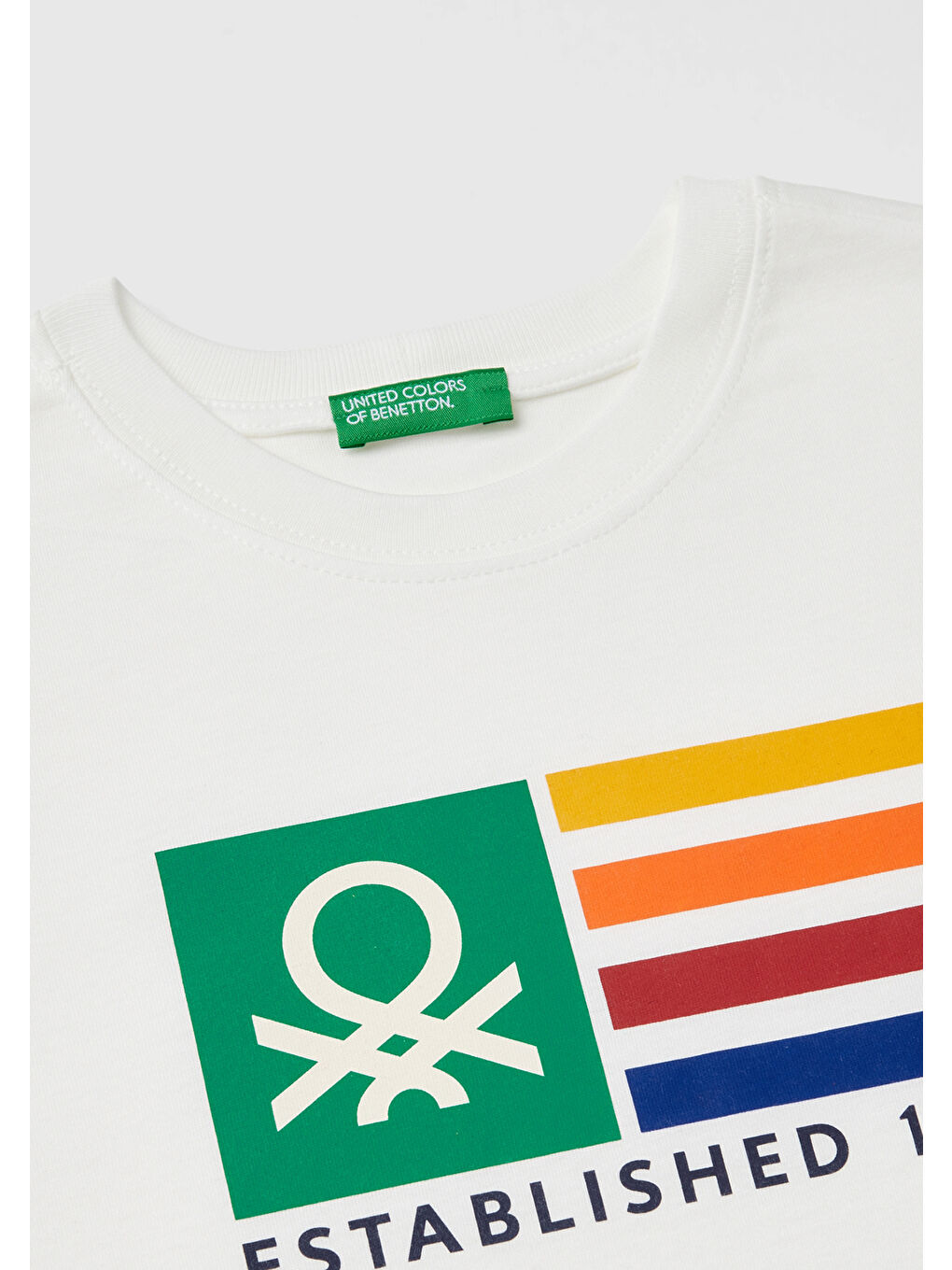 United Colors Of Benetton Beyaz Erkek Çocuk Beyaz Mix Önü Logo Baskılı Bisiklet Yaka Kısa Kollu T-Shirt - 2