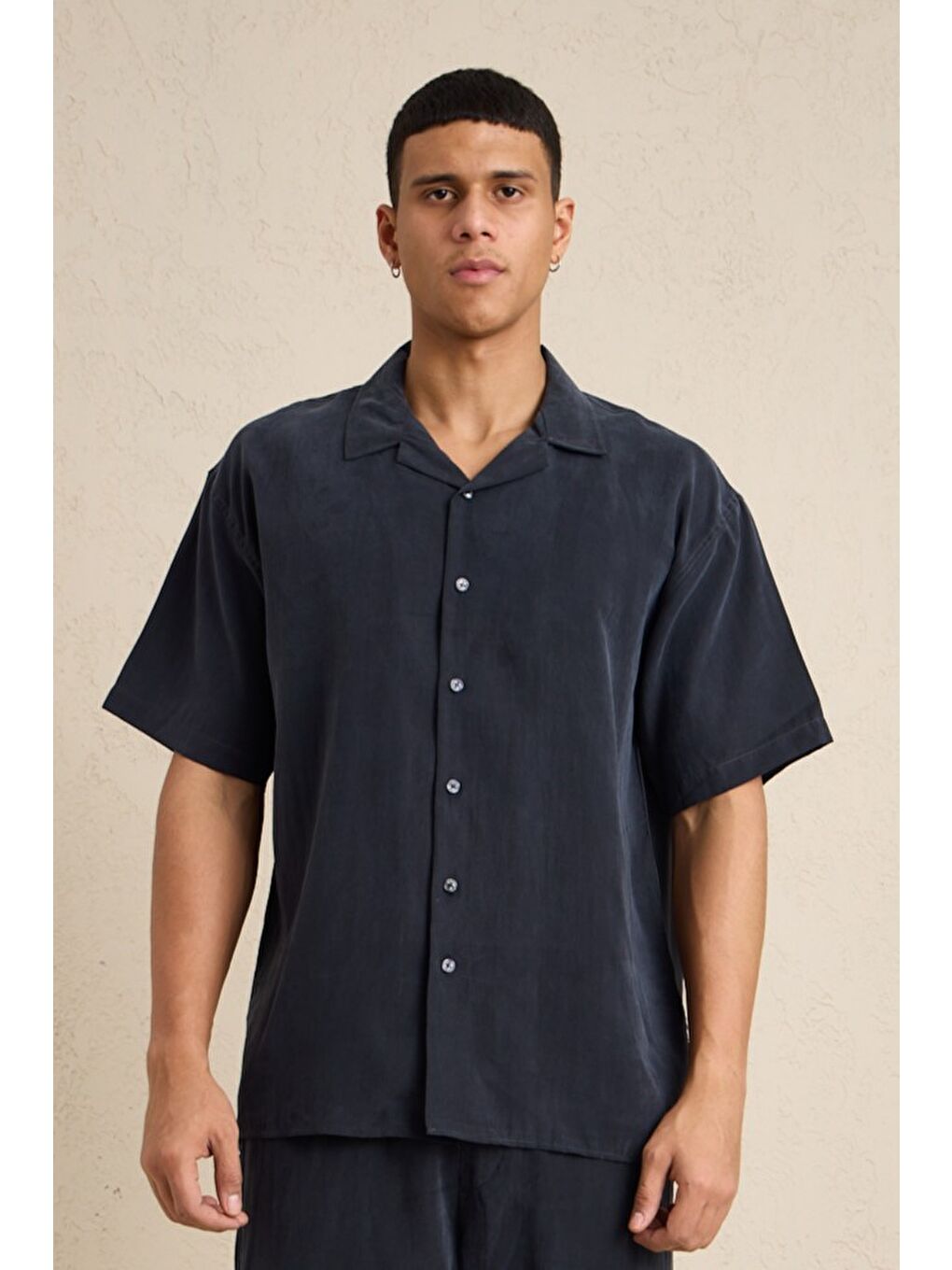 Erkek Modal Kumaş Pantolon Gömlek Takım Siyah-1