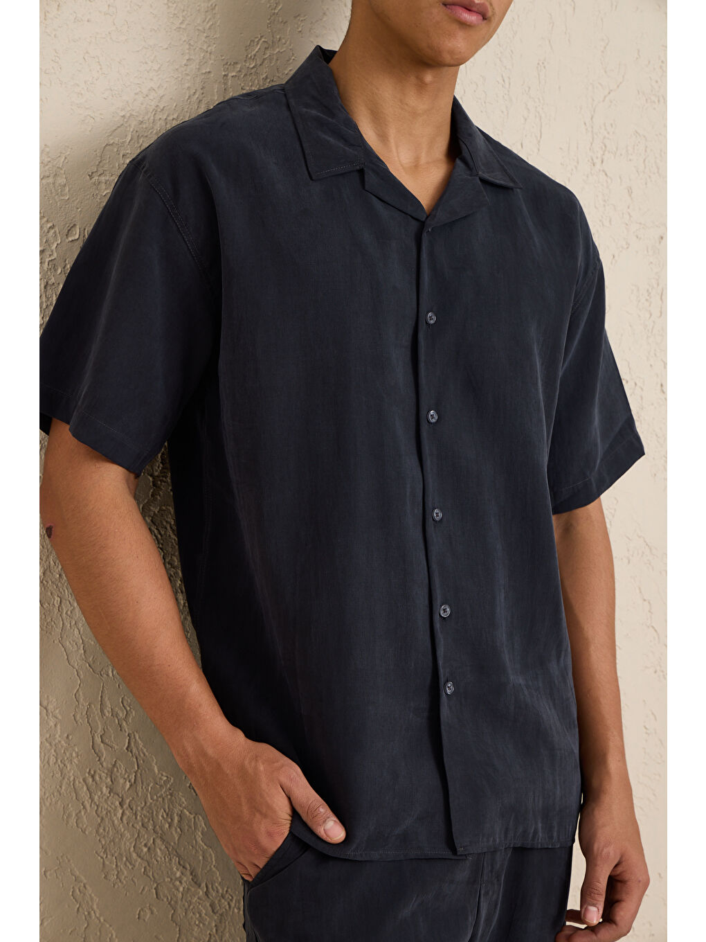 Erkek Modal Kumaş Pantolon Gömlek Takım Siyah-5