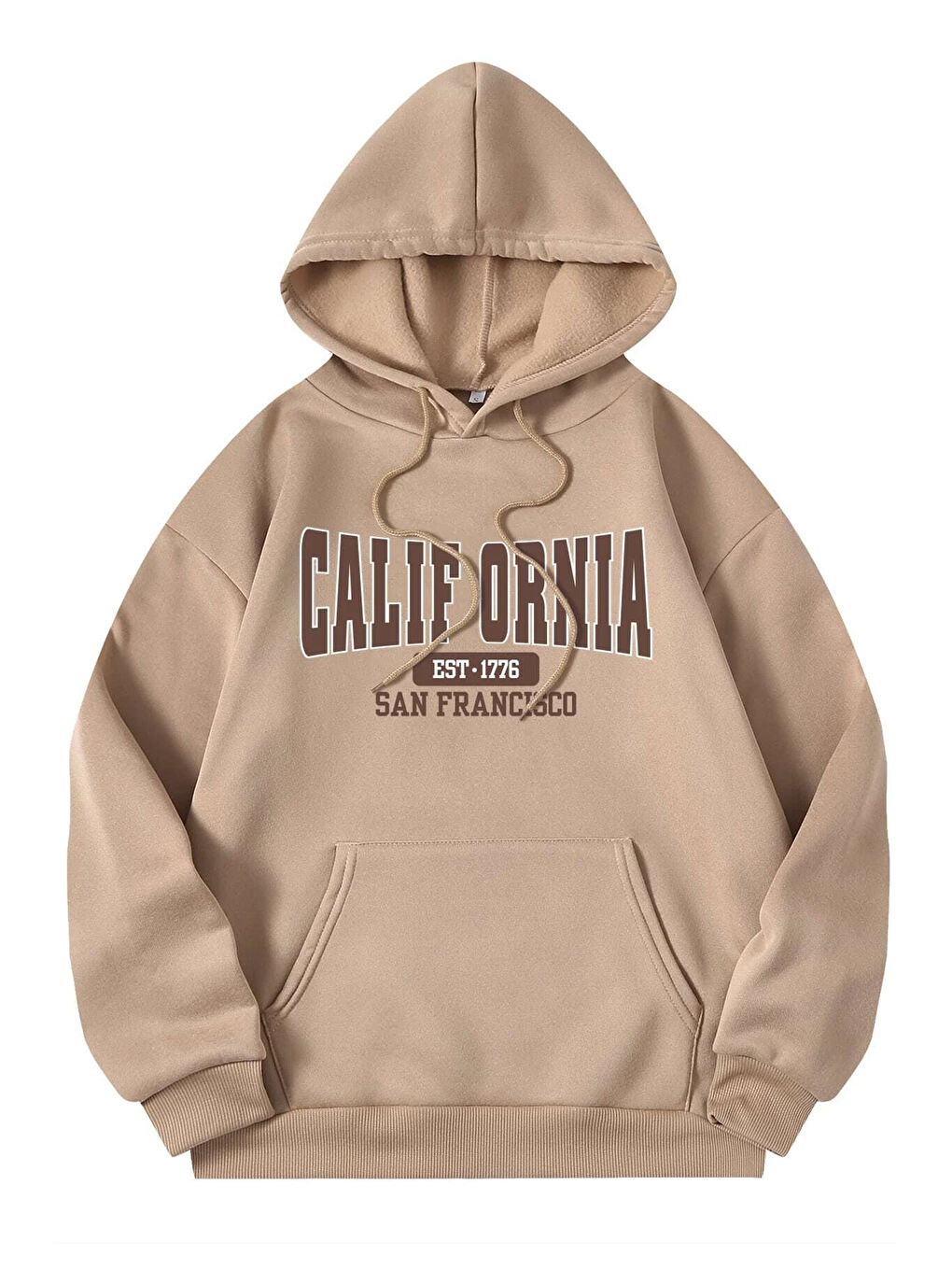 uyguntarz Bej Unisex California Baskılı Sweatshirt