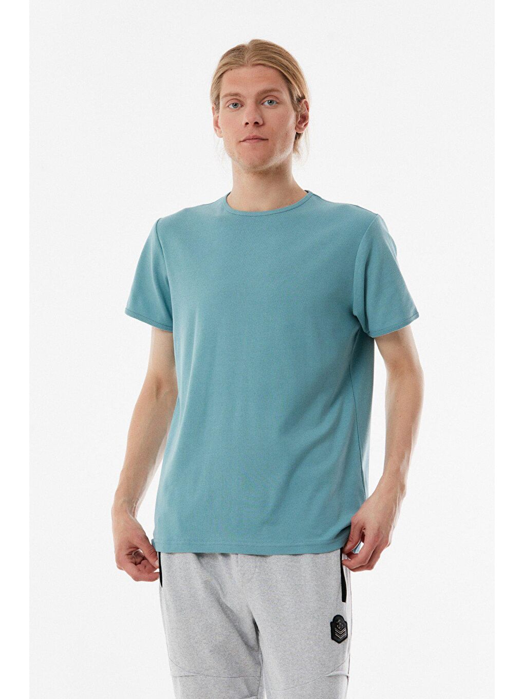 Turkuaz Basic Bisiklet Yaka Tişört