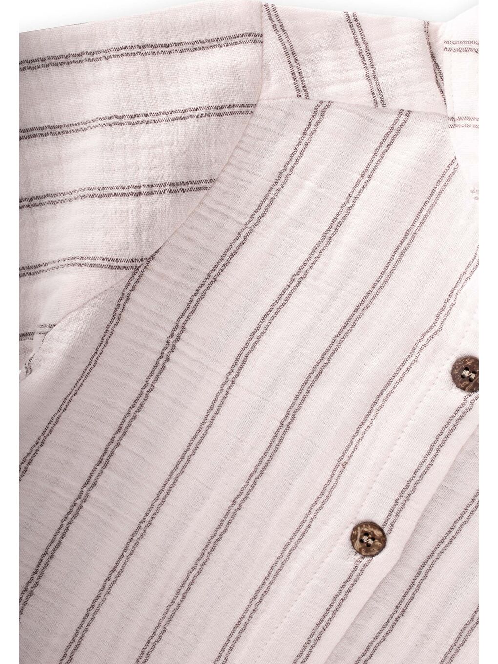 Ekru Müslin Gömlekli Takım 2-10 Yaş Çift Çizgili-2