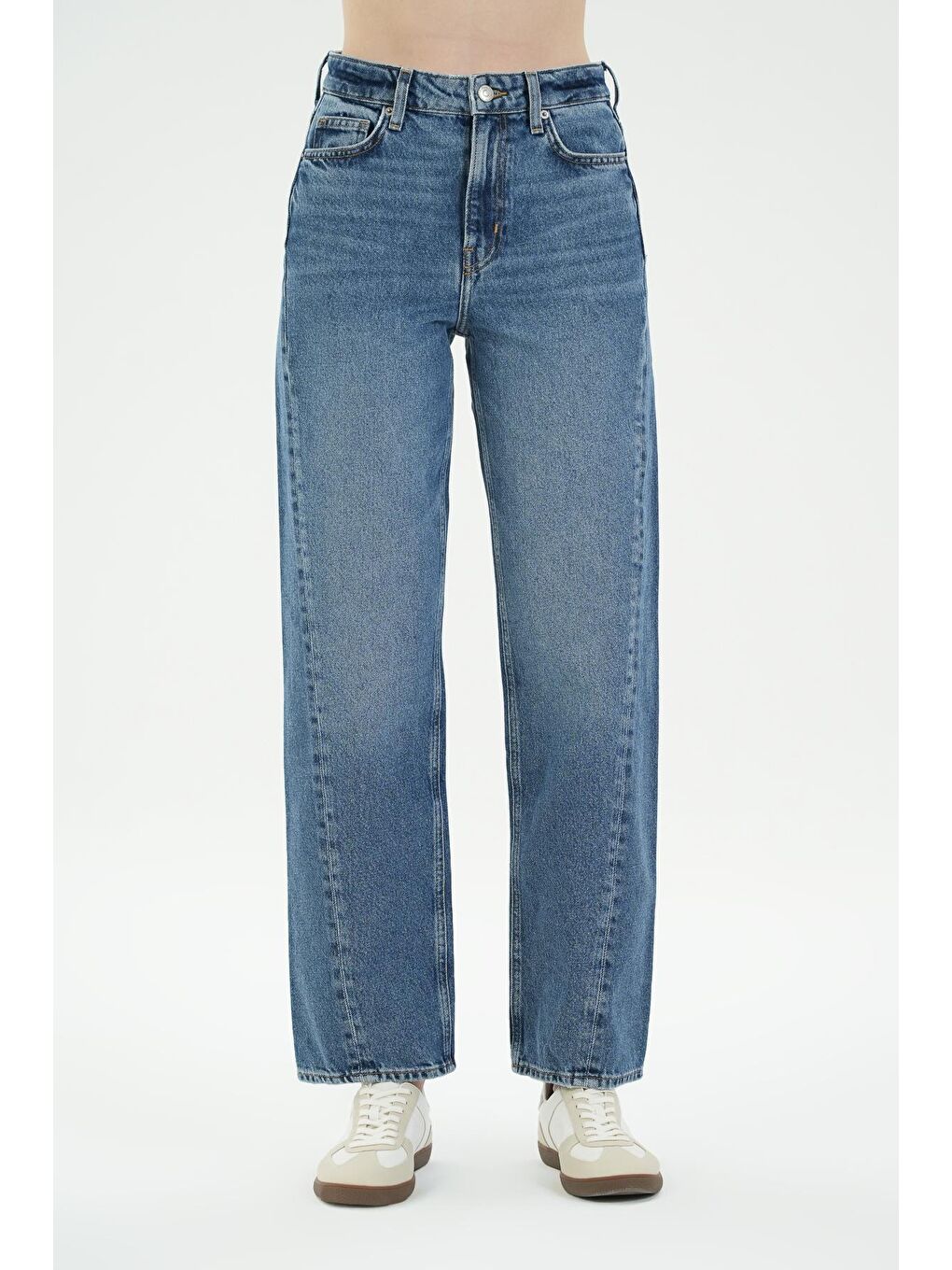 Orta Mavi Normal Bel Slim Patı Fermuarlı Jean Pantolon C 4934-007-1