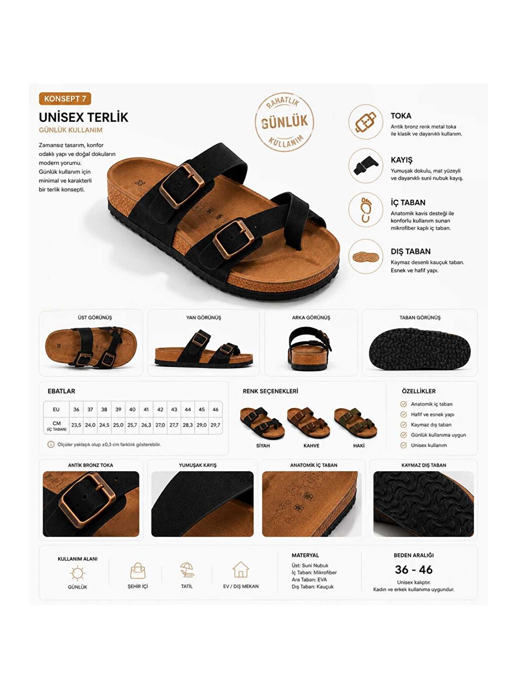 Siyah Unisex Çift Tokalı Süet Terlik – Ortopedik Kaymaz Rahat Taban Günlük Rahatlık-3