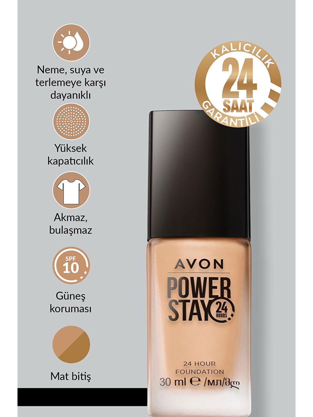 AVON Renksiz True Power Stay Fondöten 30 Ml. Porcelain - 1