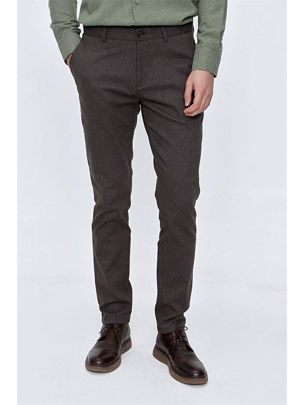 Kahverengi Pamuklu Yandan Cepli Casual Slim Fit Erkek Pantolon 1003225175