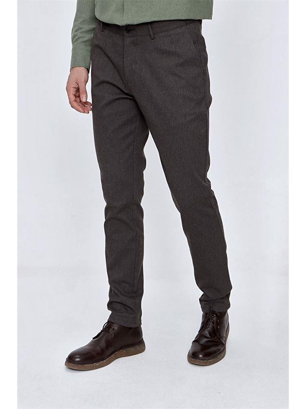 Kahverengi Pamuklu Yandan Cepli Casual Slim Fit Erkek Pantolon 1003225175-2