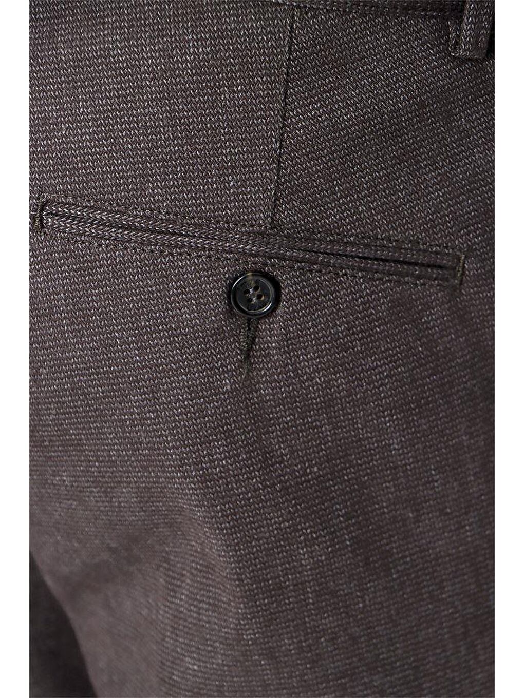 Kahverengi Pamuklu Yandan Cepli Casual Slim Fit Erkek Pantolon 1003225175-3