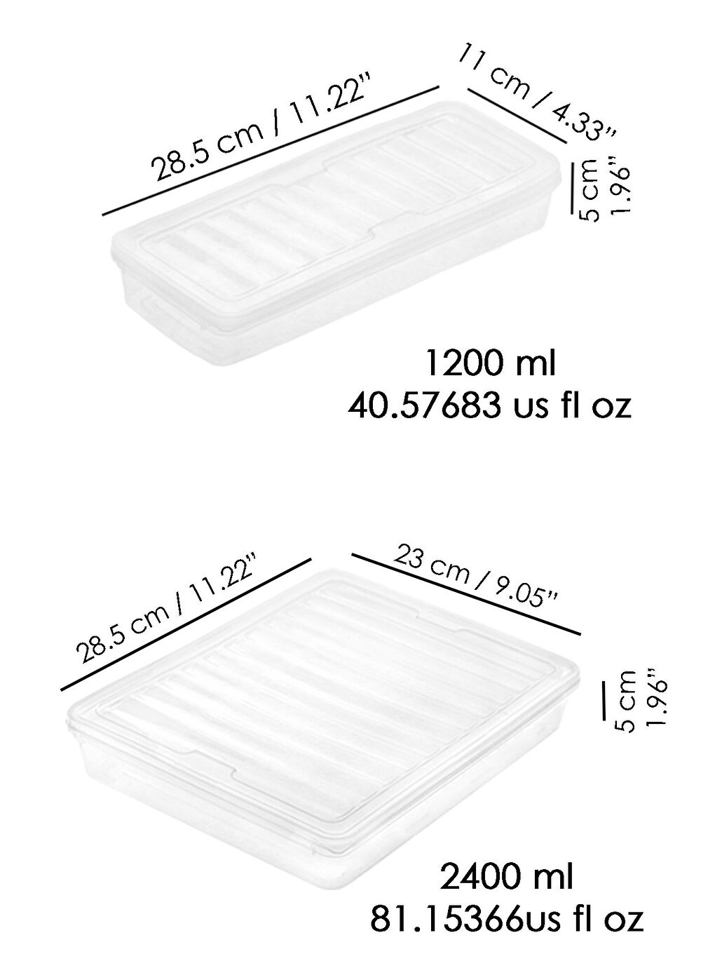 Renksiz 4'lü Şeffaf Kapak Mikrodalga Uyu mlu Organizer Set Düzenleyici Erzak Saklama Kabı 2x2400 2x1170 ml-6