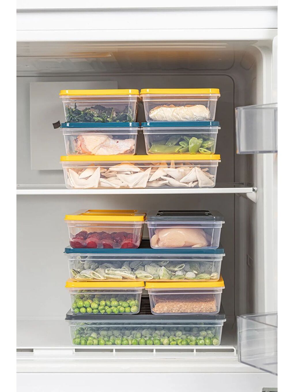 17 Parça Mikrodalga Difrize Uygun Saklama Kabı 1x2400 ml 2x1170 ml 2x1200 ml 4x600 ml 8x240 ml Mavi-4