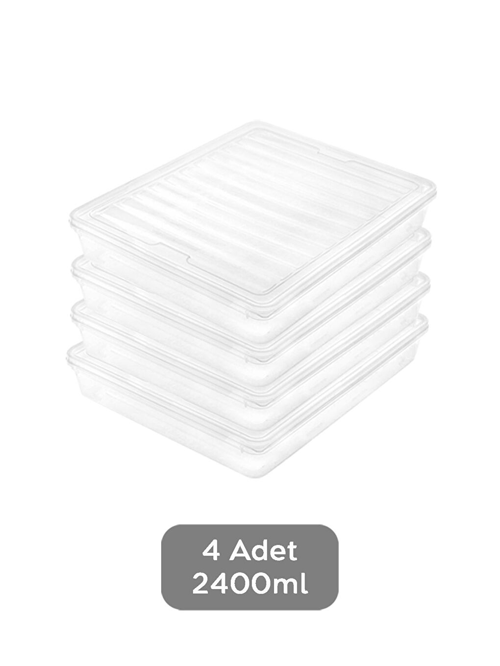 Renksiz 4'lü Şeffaf Kapaklı Organizer Düzenleyici Gıda Erzak Kabı 4x2400 ml-1