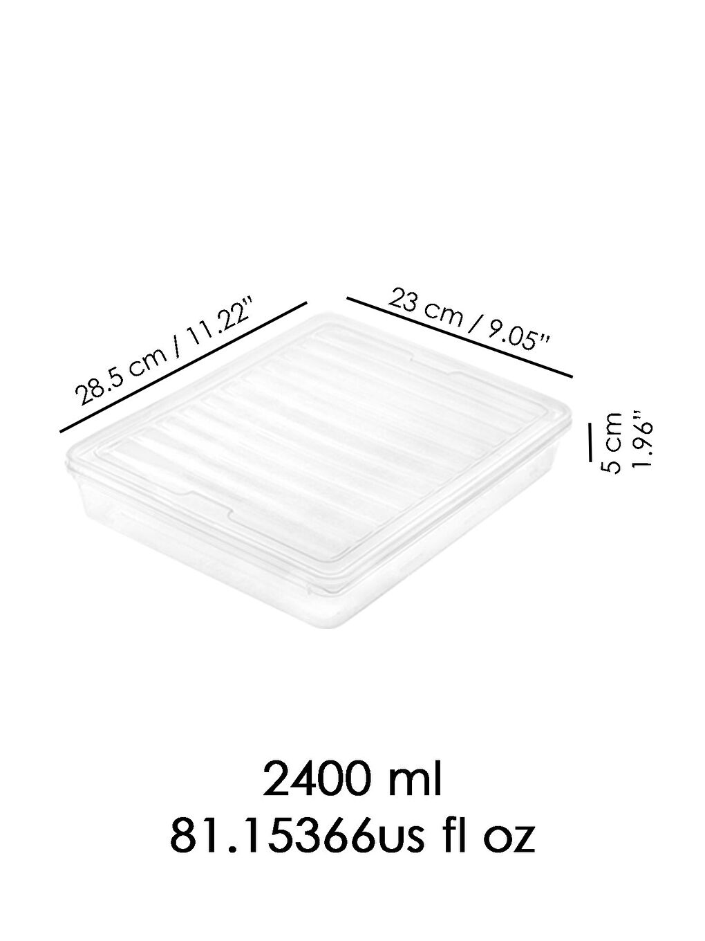 Renksiz 4'lü Şeffaf Kapaklı Organizer Düzenleyici Gıda Erzak Kabı 4x2400 ml-5