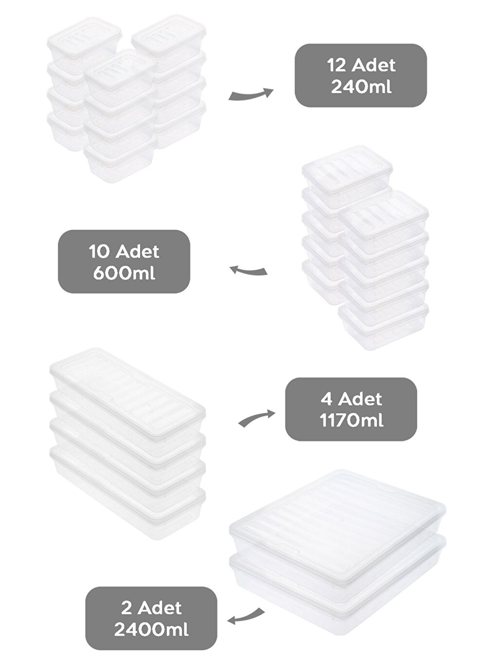 Renksiz 28 Parça Şeffaf Kapaklı Seti Organizer Düzenleyici Gıda Erzak Kabı-1