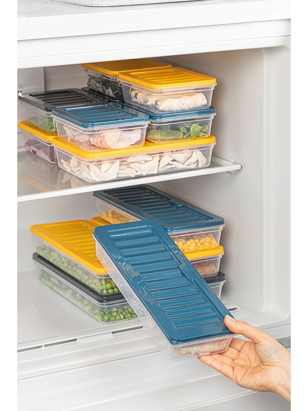 Renksiz 6'lı Şeffaf Kapaklı Organizer Düzenleyici Gıda Erzak Kabı 6x1170 ml-2