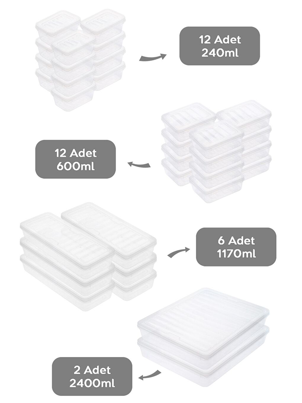 Renksiz 32 Parça Şeffaf Kapaklı Seti Organizer Düzenleyici Gıda Erzak Kabı-1