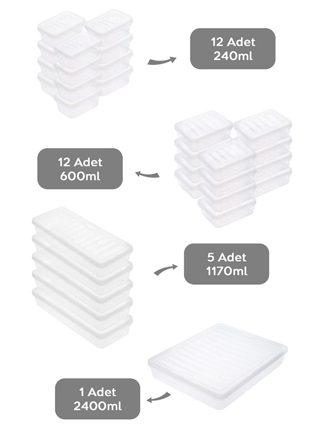 Renksiz 30 Parça Şeffaf Kapaklı Seti Organizer Düzenleyici Gıda Erzak Kabı-1