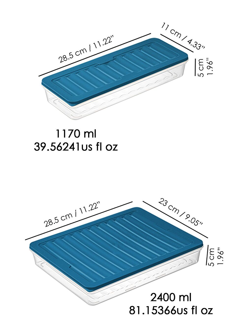 4 Parça Mikrodalga Uyu mlu Organizer Düzenleyici Saklama Kabı Seti 2x2400 ml 2x1170 ml Mavi-4