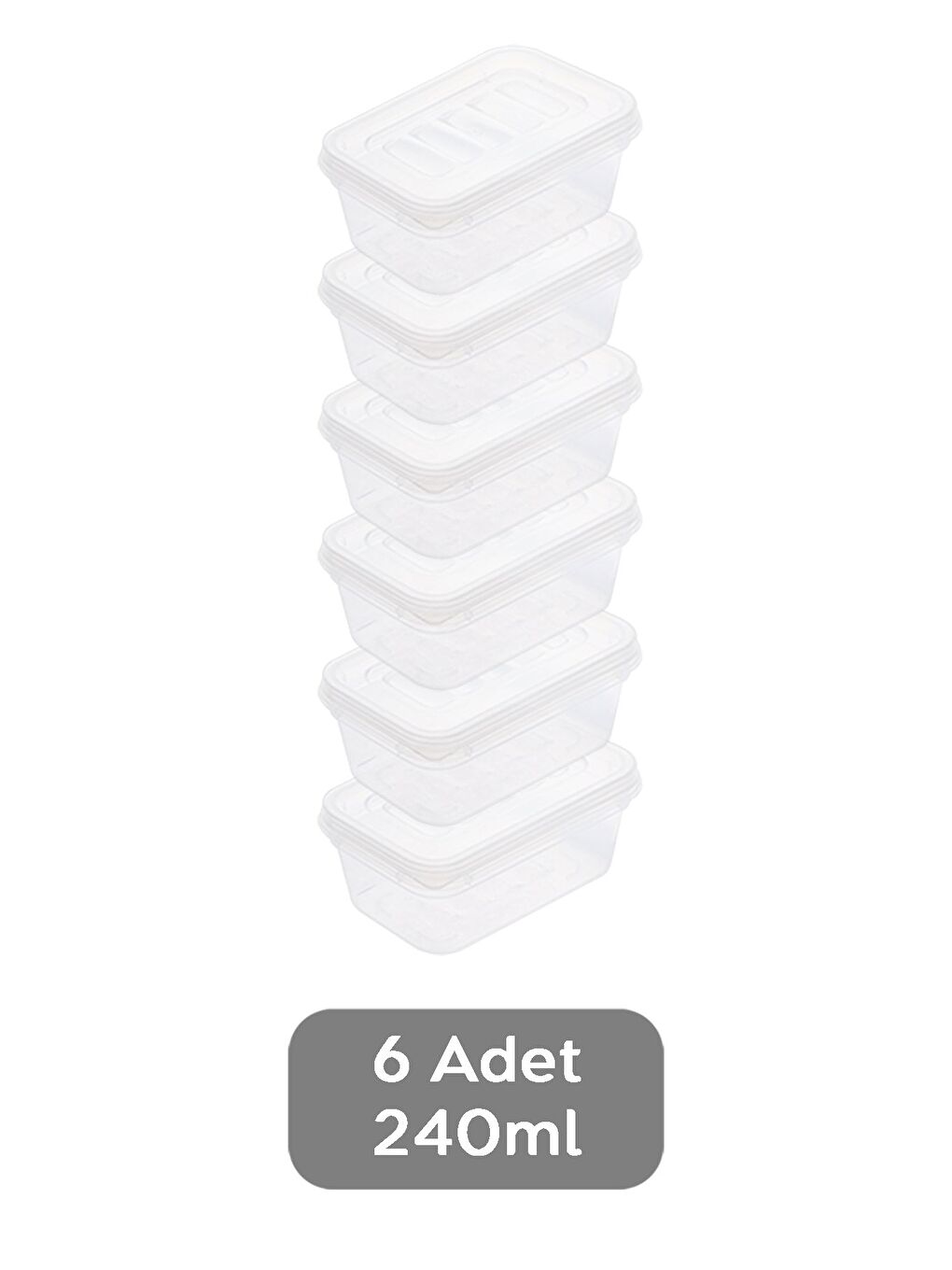 Renksiz 6'lı Şeffaf Kapaklı Organizer Düzenleyici Gıda Erzak Kabı 6x240 ml-1