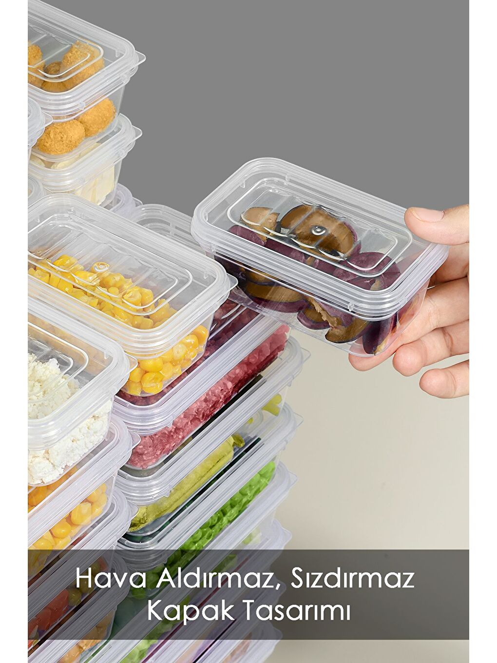 Renksiz 6'lı Şeffaf Kapaklı Organizer Düzenleyici Gıda Erzak Kabı 6x240 ml-2