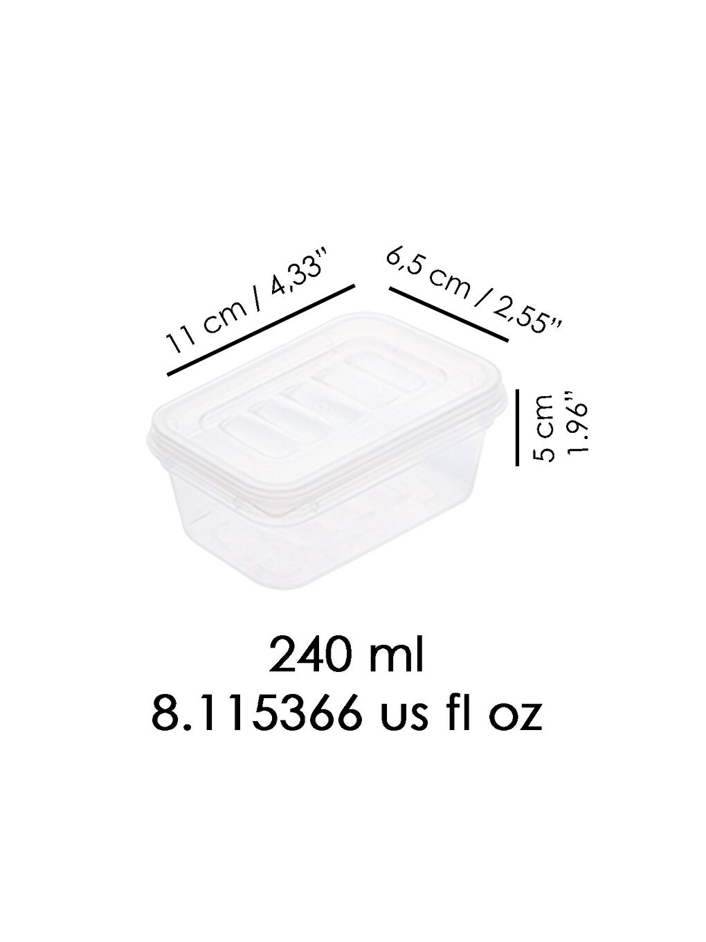 Renksiz 6'lı Şeffaf Kapaklı Organizer Düzenleyici Gıda Erzak Kabı 6x240 ml-3