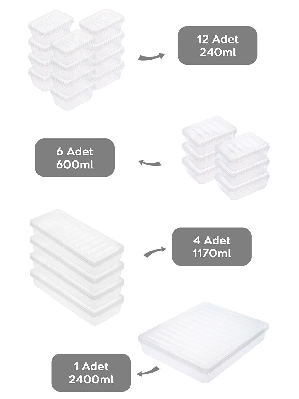 Renksiz 23 Parça Şeffaf Kapaklı Seti Organizer Düzenleyici Gıda Erzak Kabı-1