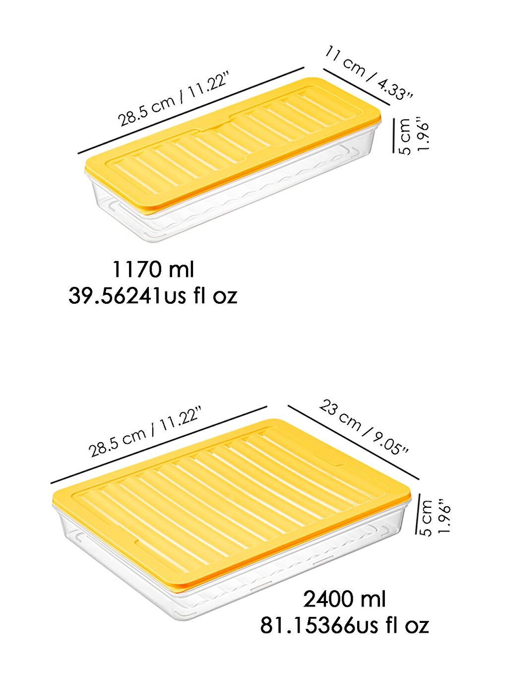 4 Parça Buzdolabı Düzenleyici Organizer Set Mikrodalga Difriz Kabı 2x2400 ml 2x1170 ml Sarı-4