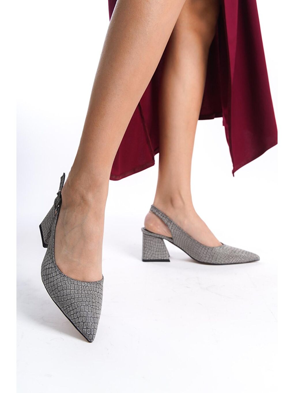 Antrasit Yumuşak Pedli Taban Kadın Topuklu ayakkabı