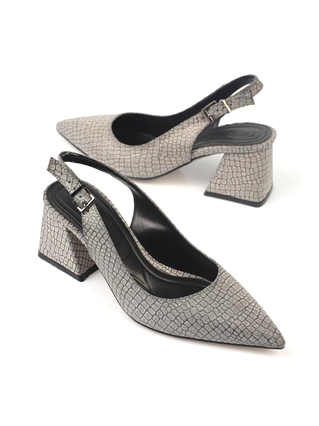 Antrasit Yumuşak Pedli Taban Kadın Topuklu ayakkabı-1