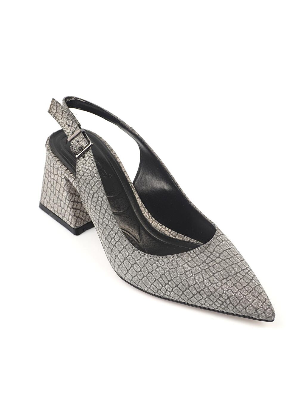 Antrasit Yumuşak Pedli Taban Kadın Topuklu ayakkabı-3